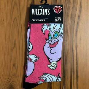 Disney Villains Ursula Crew Socks Size 9-13 NWT
